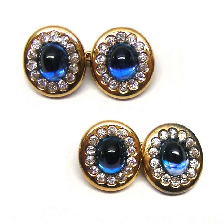 Pair of late 19th century sapphire and diamond cufflinks